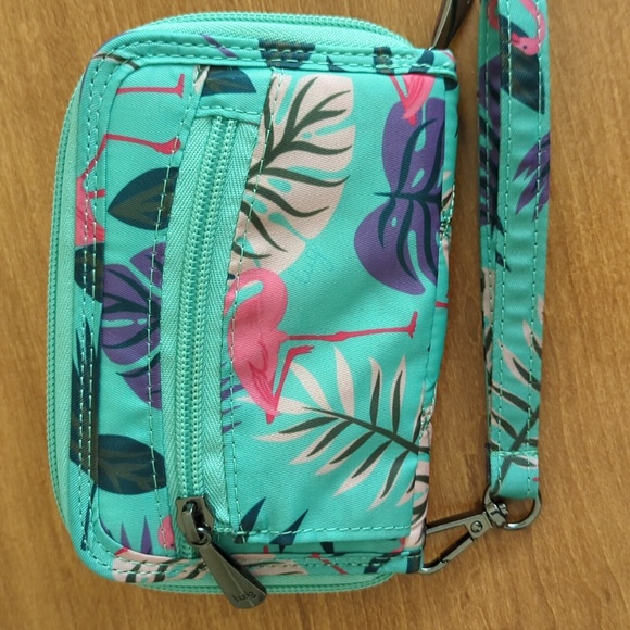 lug Bags Lug Rodeo 2 Compact Rfid Wallet In Flamingo Green Blue